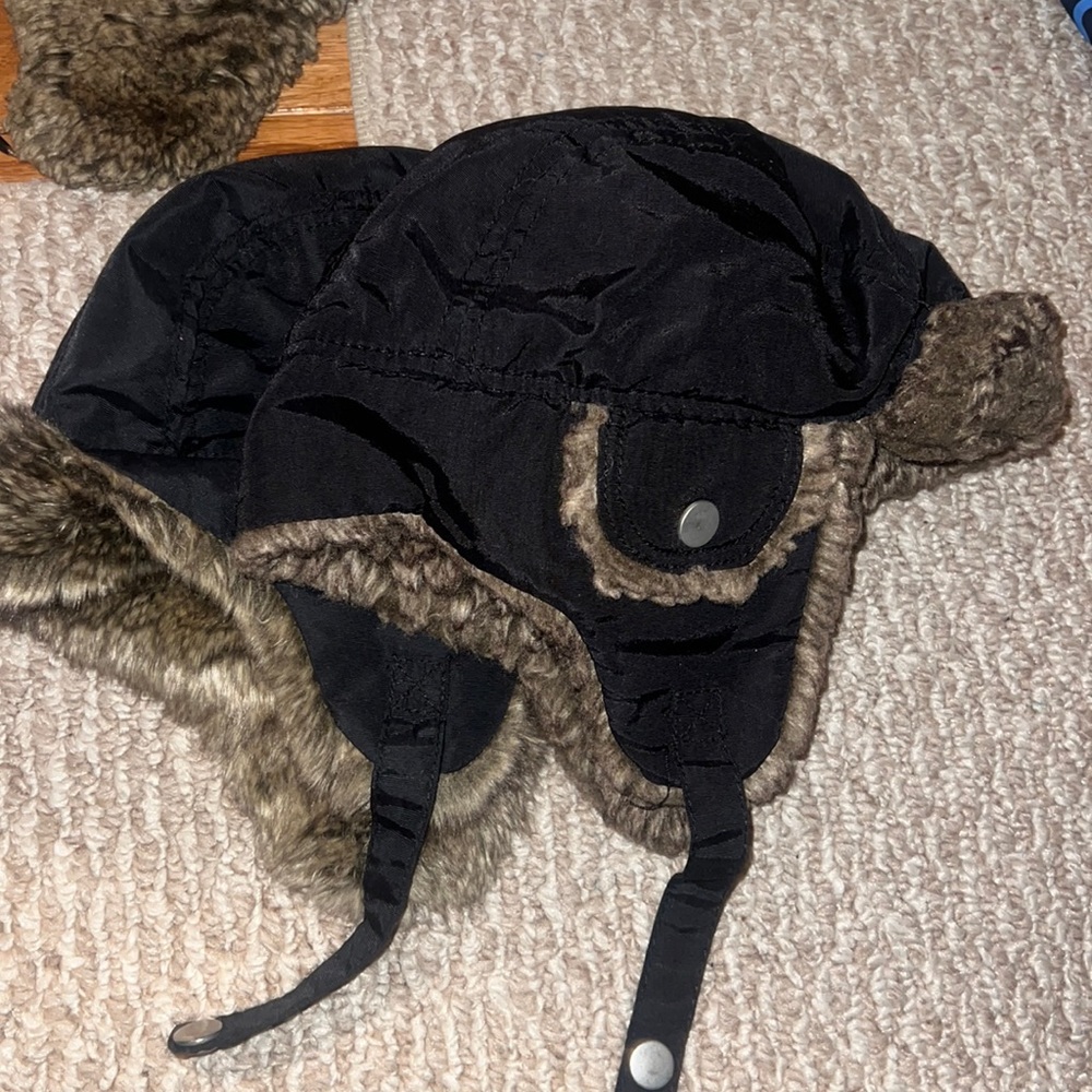 H&M winter soft fleece lined hat pilot look kid children toddler snap